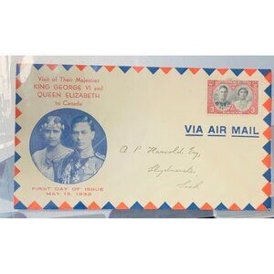 First Day Of Issue Envelope King George VI & Queen Elizabeth Canada 1939 3 Cent